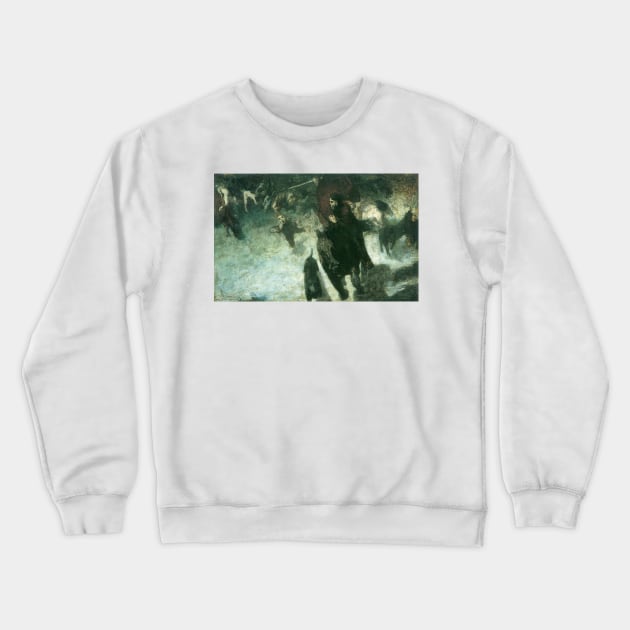 The Wild Hunt, 1899, Painting by Franz von Stuck Crewneck Sweatshirt by immortalpeaches